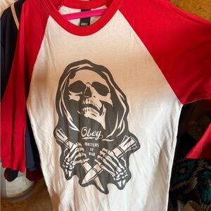 Obey Red and White Graphic Tee